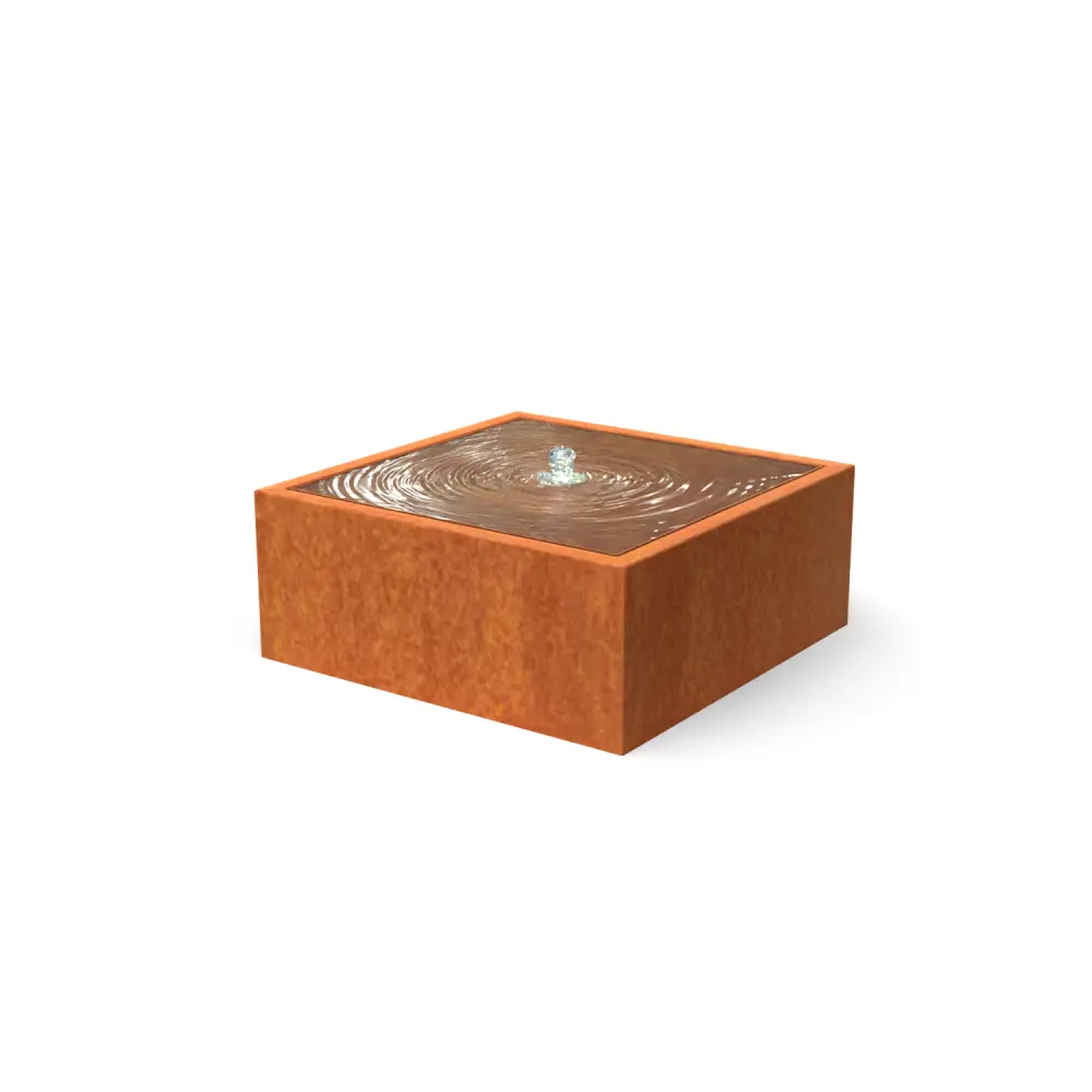 Table d'eau corten carrée (60x60x40)